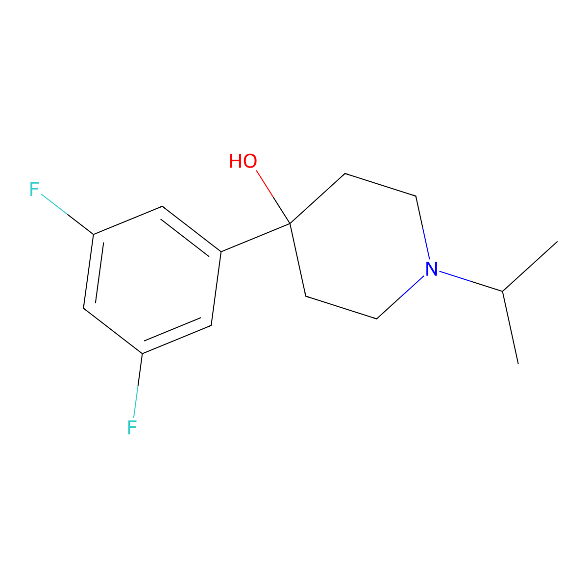 4-(3,5-Difluorophenyl)-4-hydroxy-1-iso-propylpiperidine molecular structure, CAS 1198287-26-1
