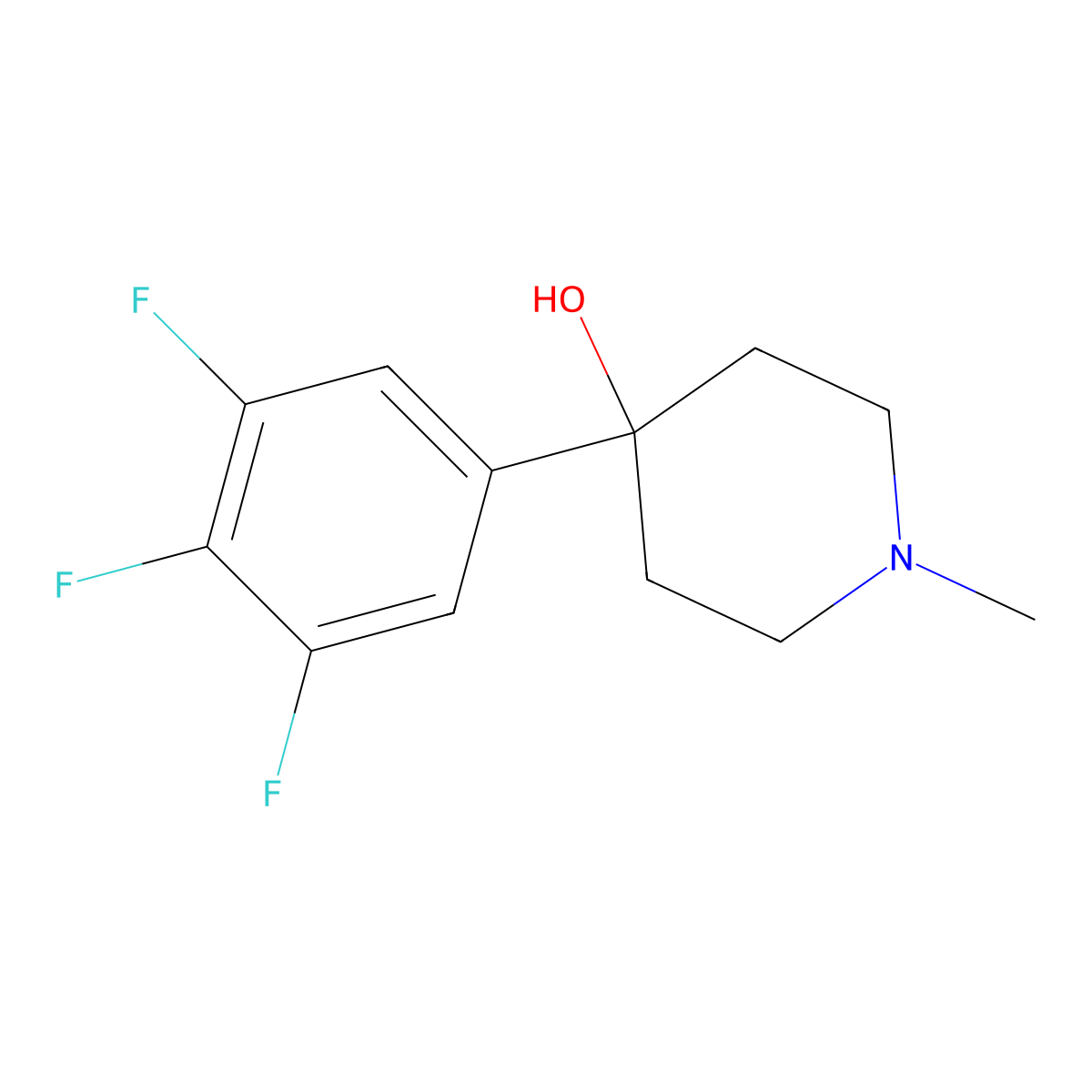 4-Hydroxy-4-(3,4,5-trifluorophenyl)-1-methylpiperidine molecular structure, CAS 1198287-31-8