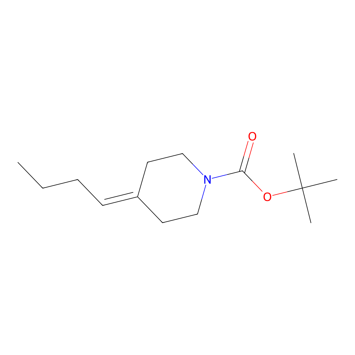 Tert-butyl 4-butylidenepiperidine-1-carboxylate molecular structure, CAS 1198287-32-9