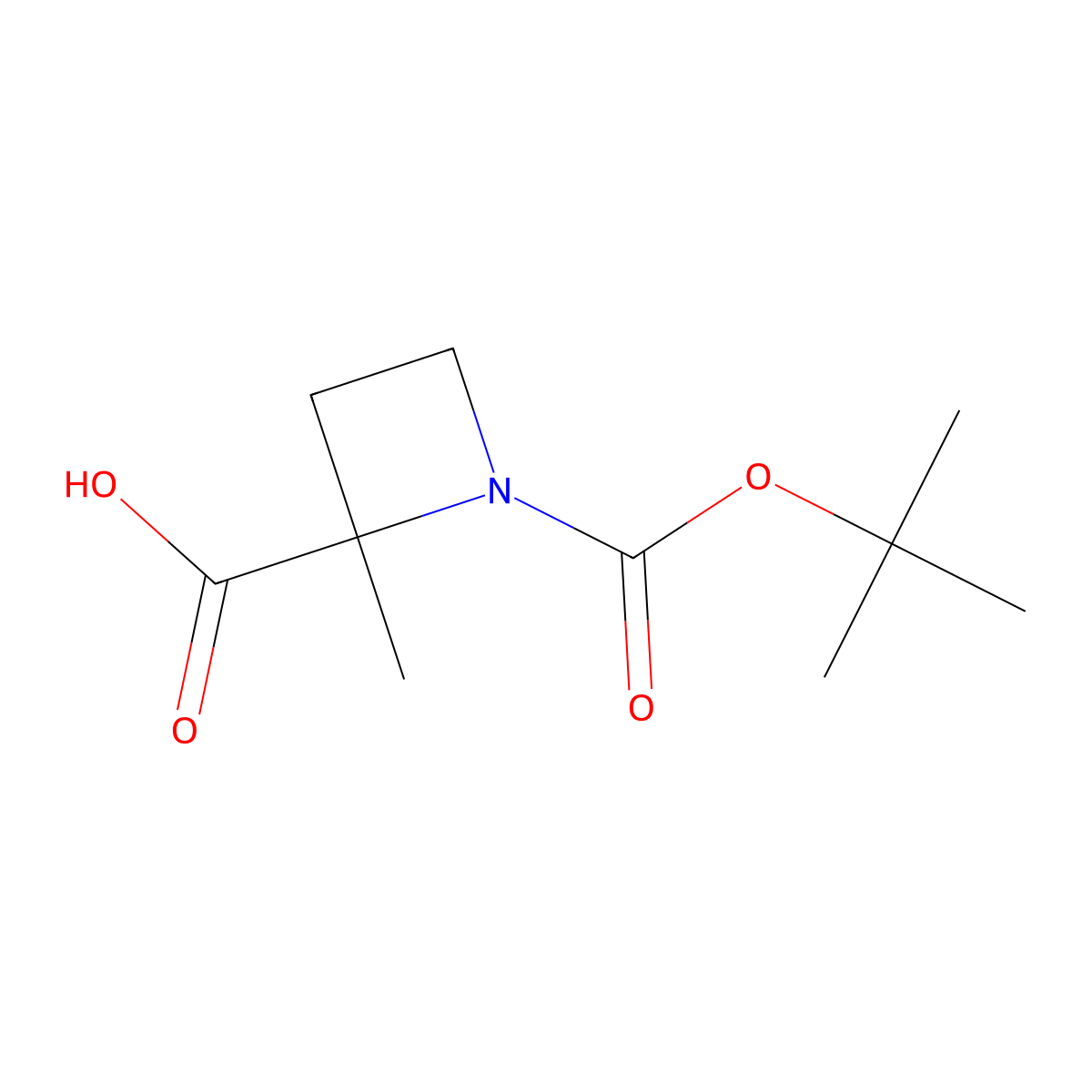 (2R)-1-[(tert-Butoxy)carbonyl]-2-methylazetidine-2-carboxylic acid molecular structure, CAS 1198339-37-5