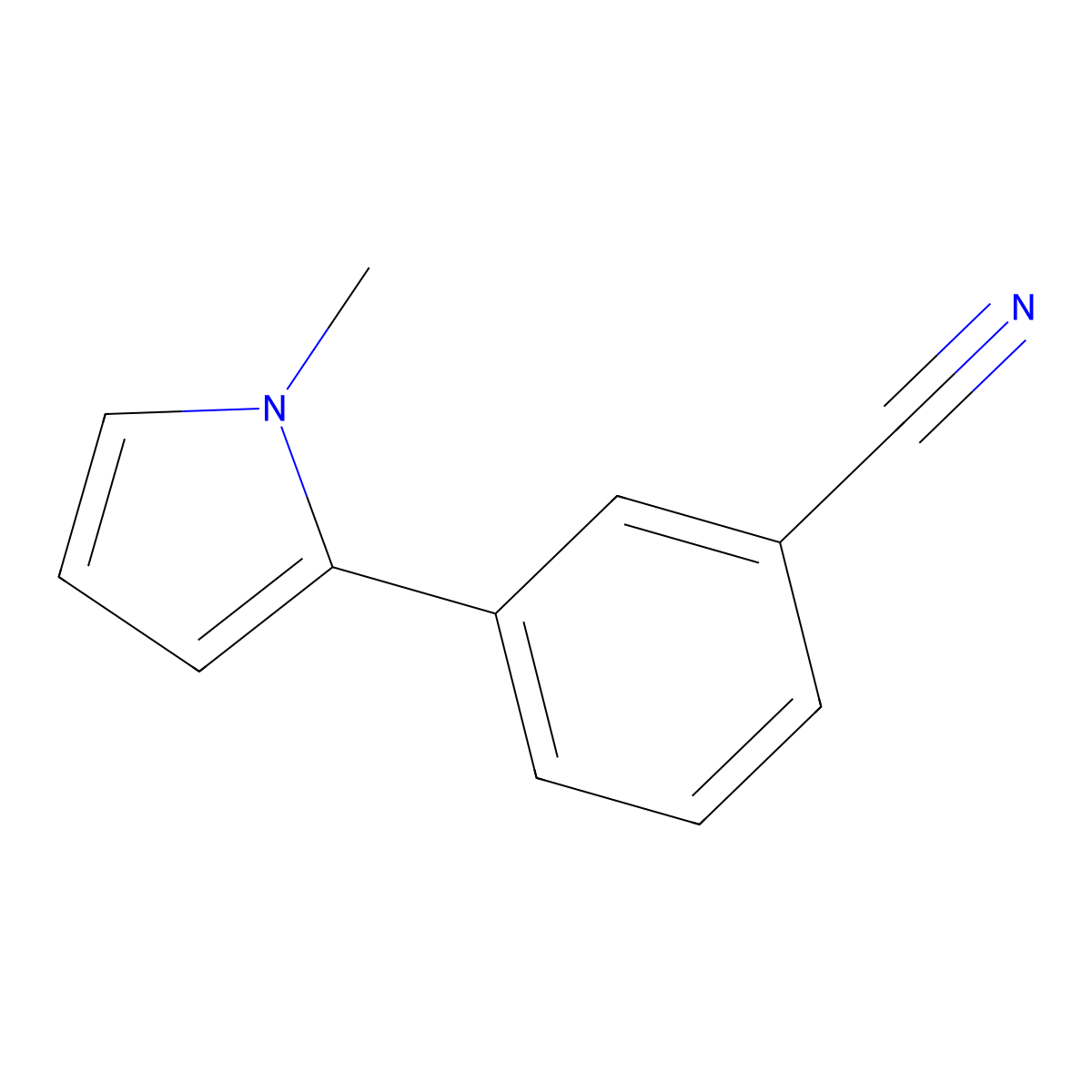 3-(1-methyl-1H-pyrrol-2-yl)benzonitrile molecular structure, CAS 1198351-29-9