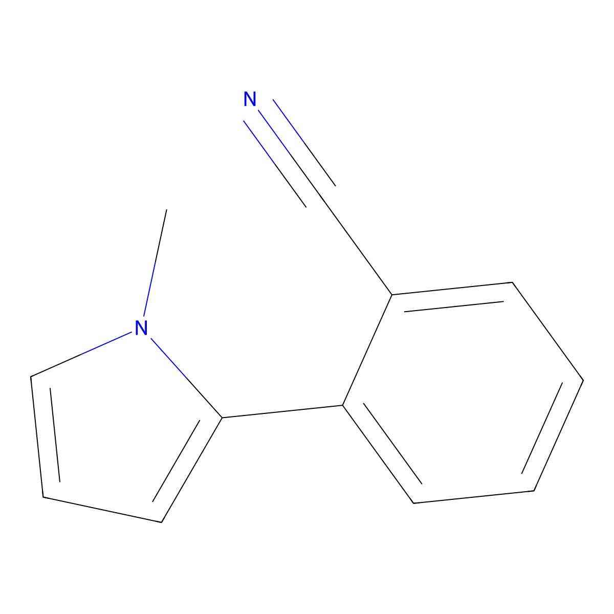 2-(1-methyl-1H-pyrrol-2-yl)benzonitrile molecular structure, CAS 1198351-34-6