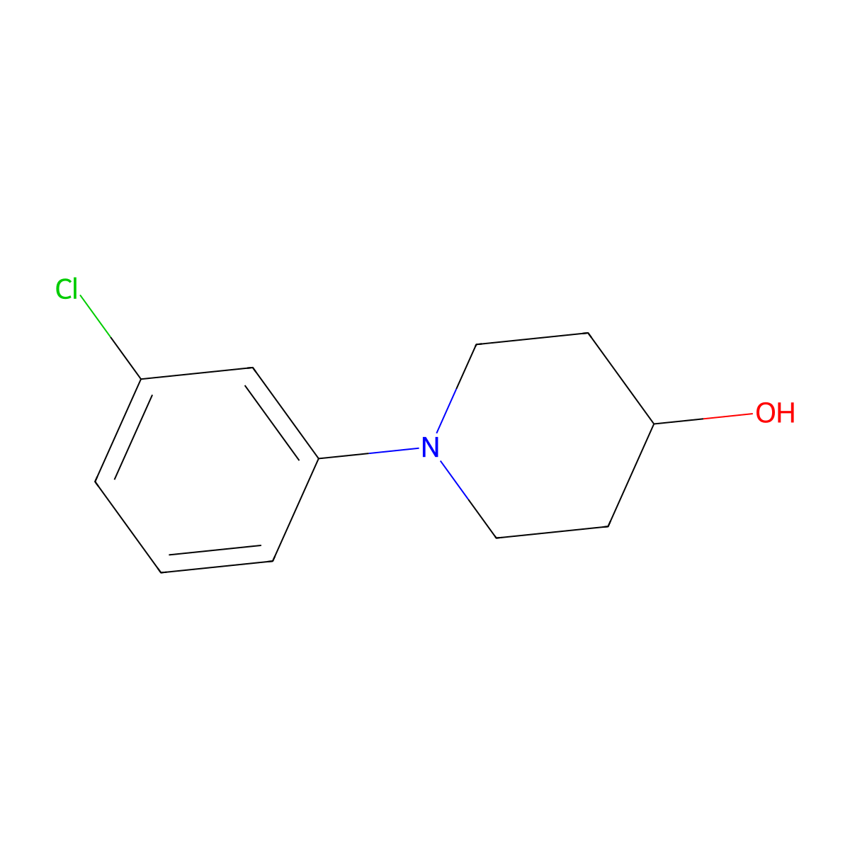 1-(3-Chlorophenyl)piperidin-4-ol molecular structure, CAS 119836-11-2