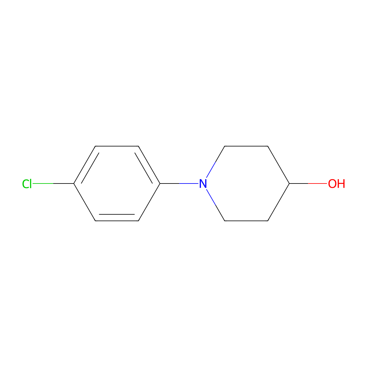 4-Chlorophenyl-4-hydroxypiperidine molecular structure, CAS 119836-12-3
