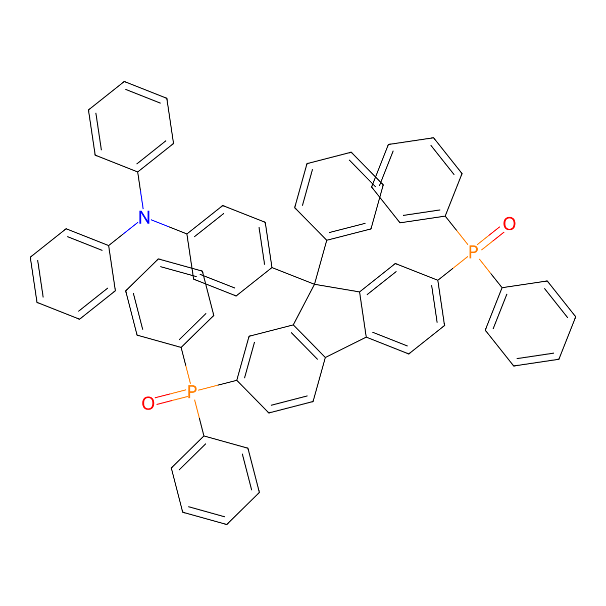 2,7-bis(diphenylphosphoryl)-9-[4-(N,N-diphenylamino)phenyl]-9-phenylfluorene molecular structure, CAS 1198361-98-6