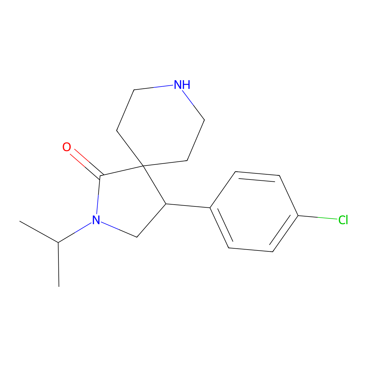 4-(4-Chlorophenyl)-2-isopropyl-2,8-diazaspiro[4.5]decan-1-one molecular structure, CAS 1198392-23-2