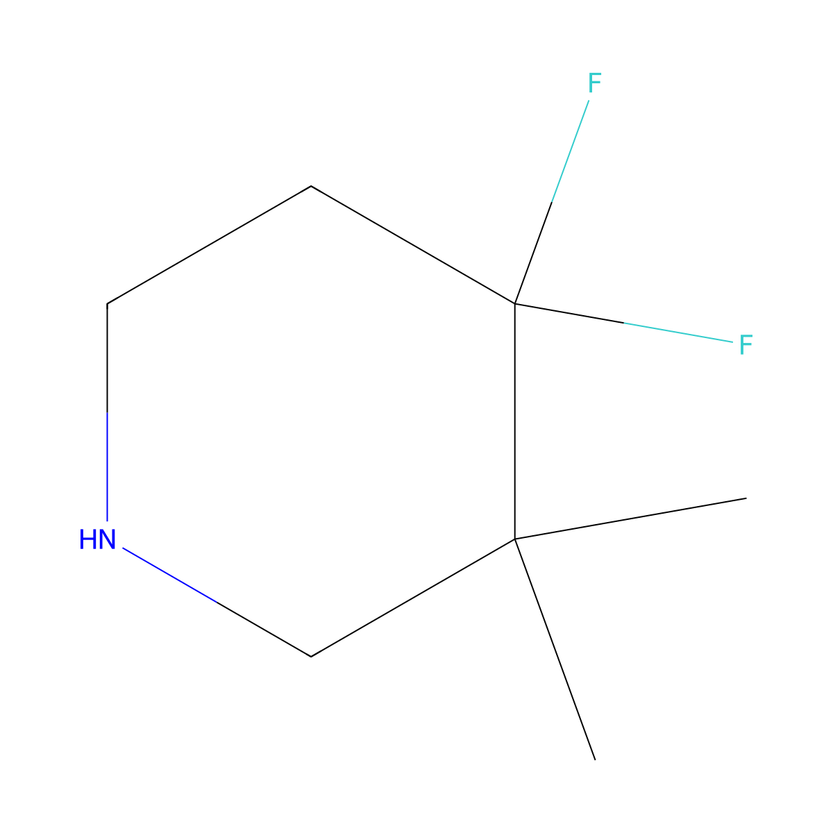 4,4-Difluoro-3,3-dimethylpiperidine molecular structure, CAS 1198392-56-1