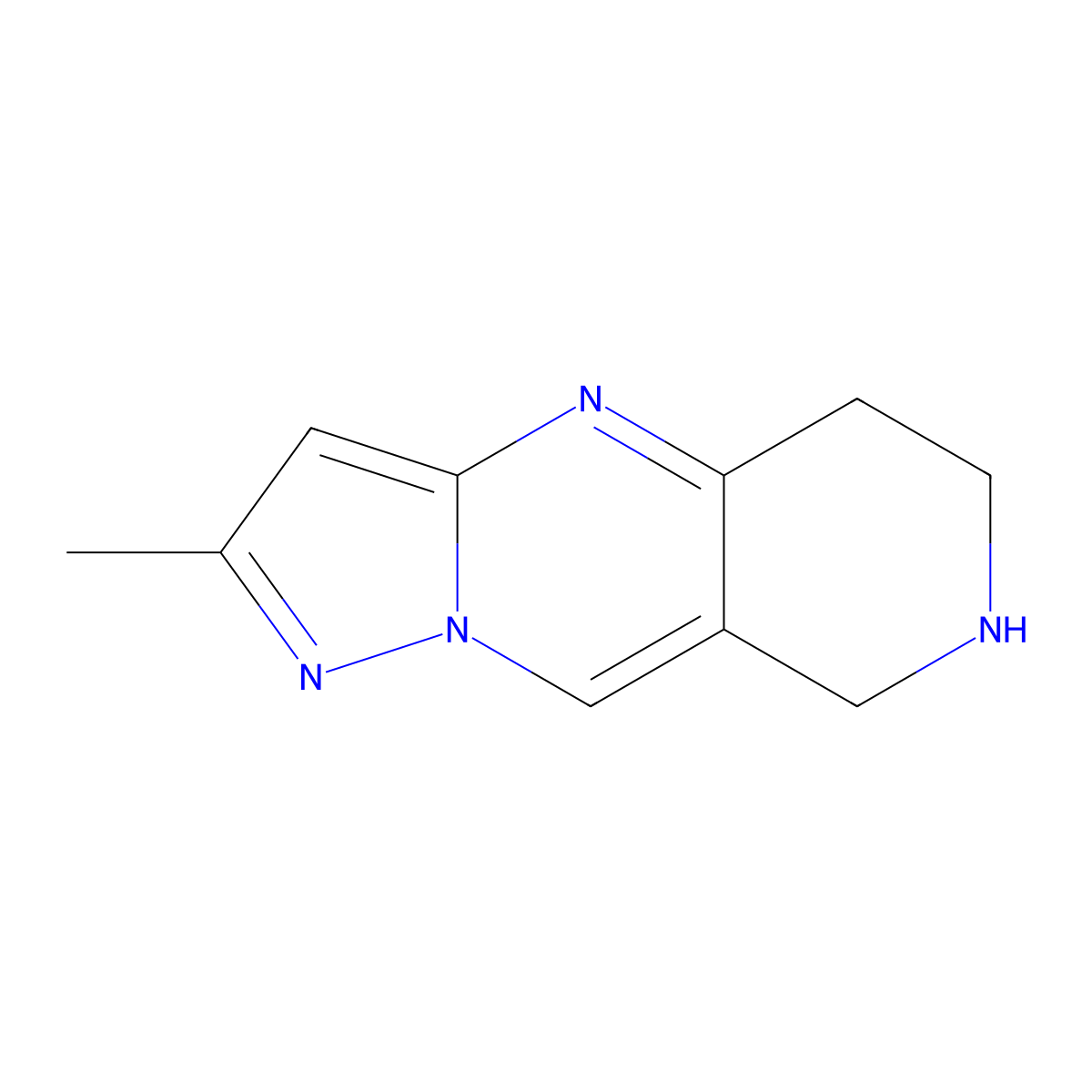 2-Methyl-5,6,7,8-tetrahydropyrazolo[1,5-a]pyrido[4,3-d]pyrimidine molecular structure, CAS 1198392-96-9