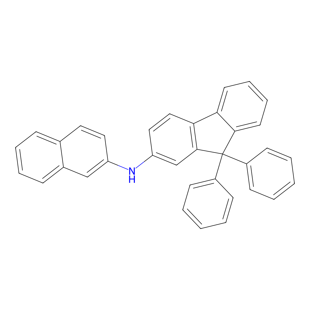 N-(Naphthalen-2-yl)-9,9-diphenyl-9H-fluoren-2-amine molecular structure, CAS 1198395-23-1