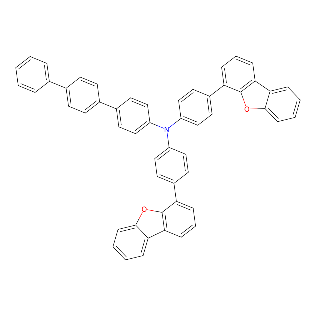N,N-Bis(4-(dibenzo[b,d]furan-4-yl)phenyl)-[1,1':4',1''-terphenyl]-4-amine molecular structure, CAS 1198399-61-9