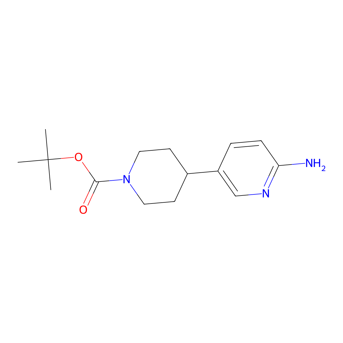 tert-Butyl 4-(6-aminopyridin-3-yl)piperidine-1-carboxylate molecular structure, CAS 1198408-35-3