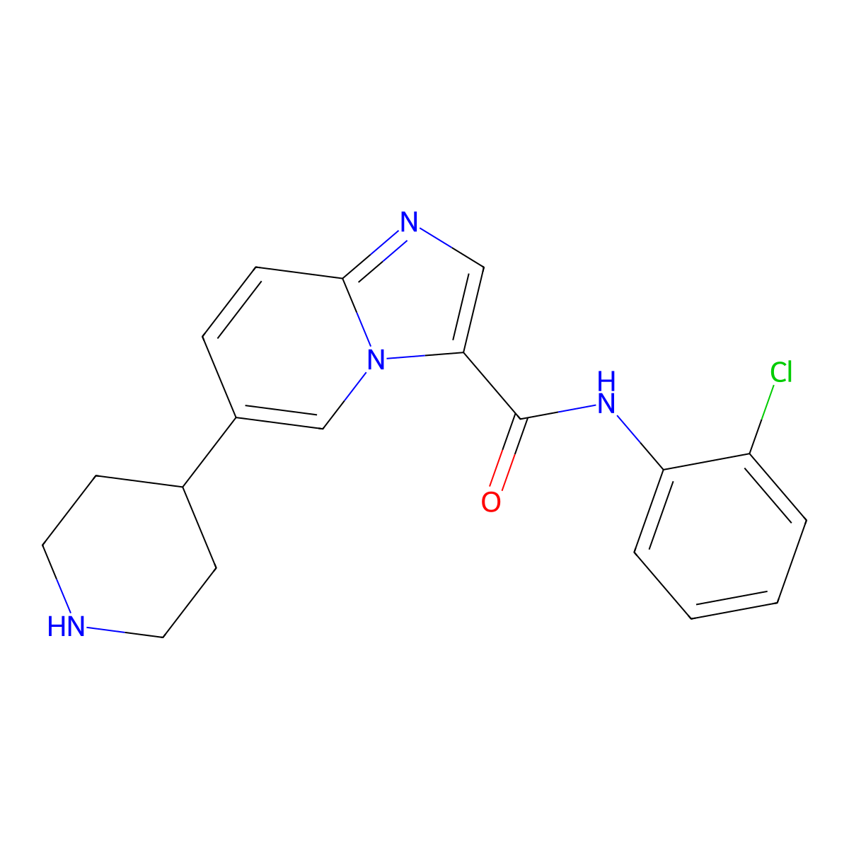 N-(2-Chlorophenyl)-6-(4-piperidinyl)imidazo[1,2-a]pyridine-3-carboxamide molecular structure, CAS 1198408-39-7
