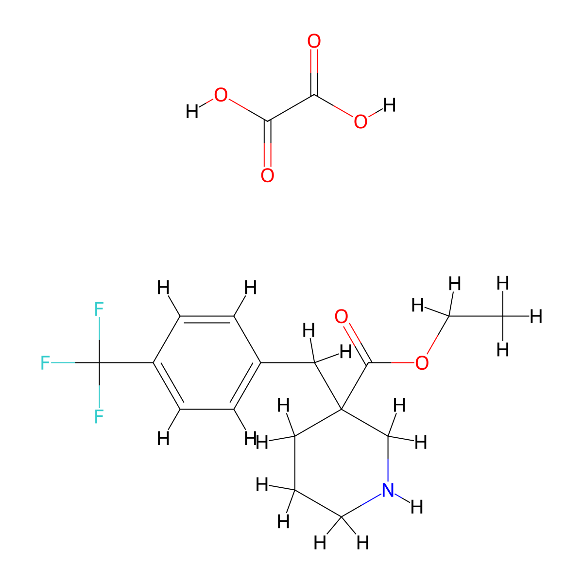 Ethyl 3-(4-(trifluoromethyl)benzyl)piperidine-3-carboxylate oxalate molecular structure, CAS 1198416-87-3