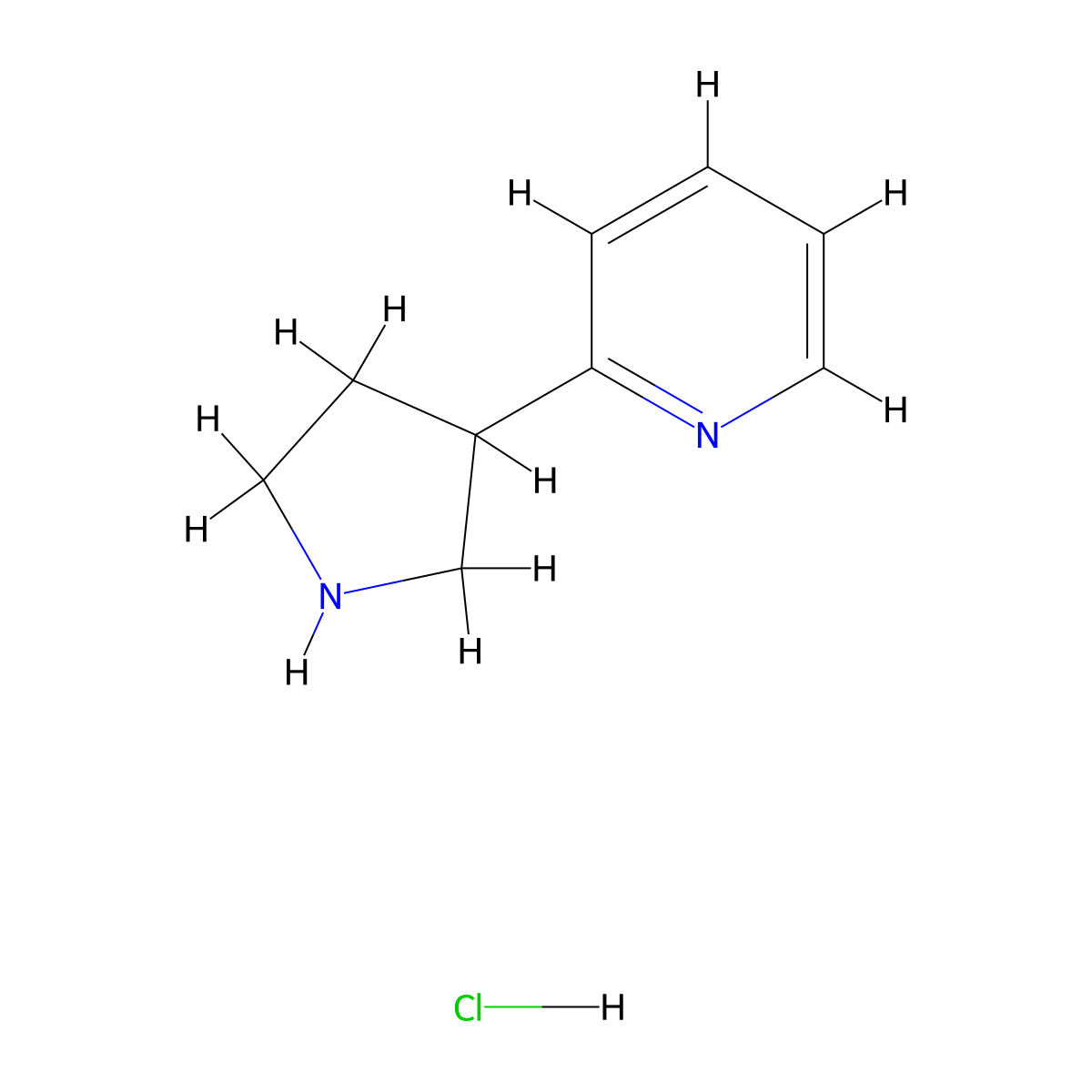 2-(Pyrrolidin-3-yl)pyridine hydrochloride molecular structure, CAS 1198416-89-5