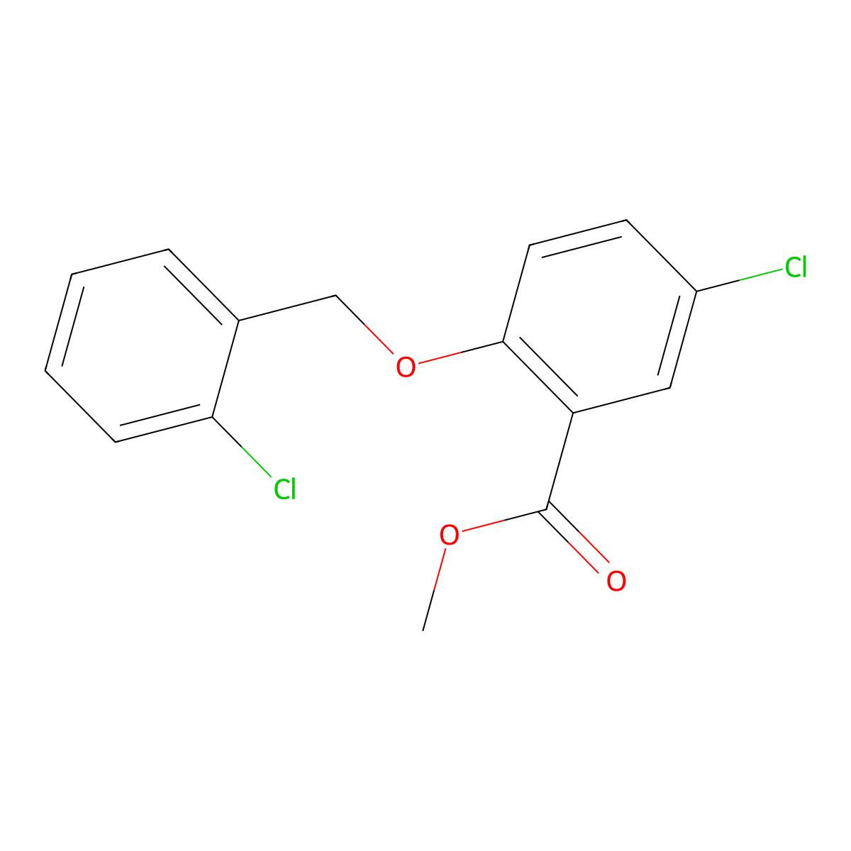Methyl 5-chloro-2-((2-chlorobenzyl)oxy)benzoate molecular structure, CAS 1198420-23-3