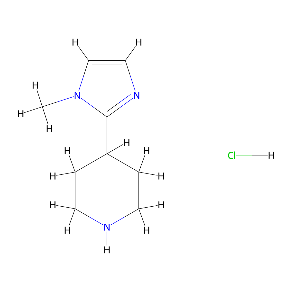 4-(1-Methyl-1H-imidazol-2-yl)piperidine hydrochloride molecular structure, CAS 1198420-89-1