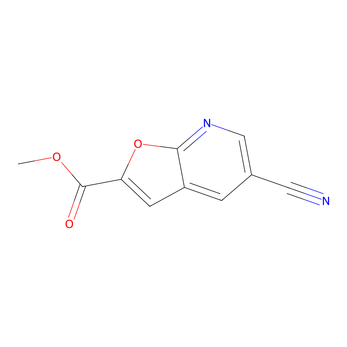 Methyl 5-cyanofuro(2,3-b)pyridine-2-carboxylate molecular structure, CAS 1198420-95-9