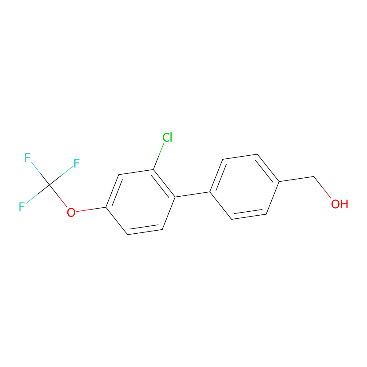 [4-[2-Chloro-4-(trifluoromethoxy)phenyl]phenyl]methanol molecular structure, CAS 1198422-70-6