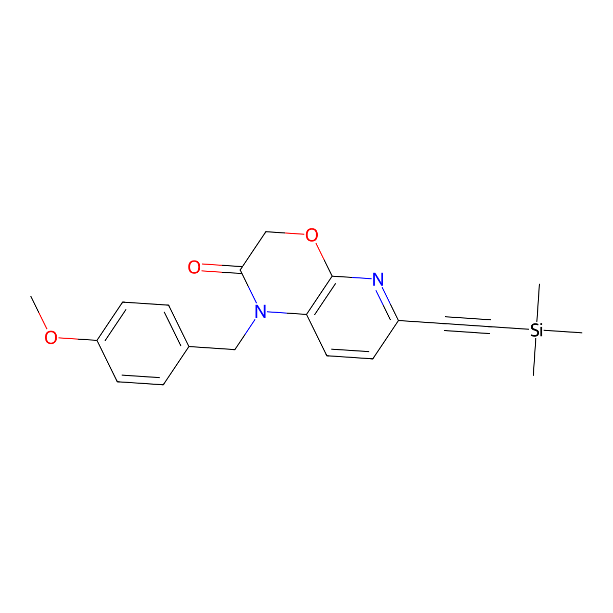 1-(4-Methoxybenzyl)-6-((trimethylsilyl)ethynyl)-1H-pyrido[2,3-b][1,4]oxazin-2(3H)-one molecular structure, CAS 1198425-56-7