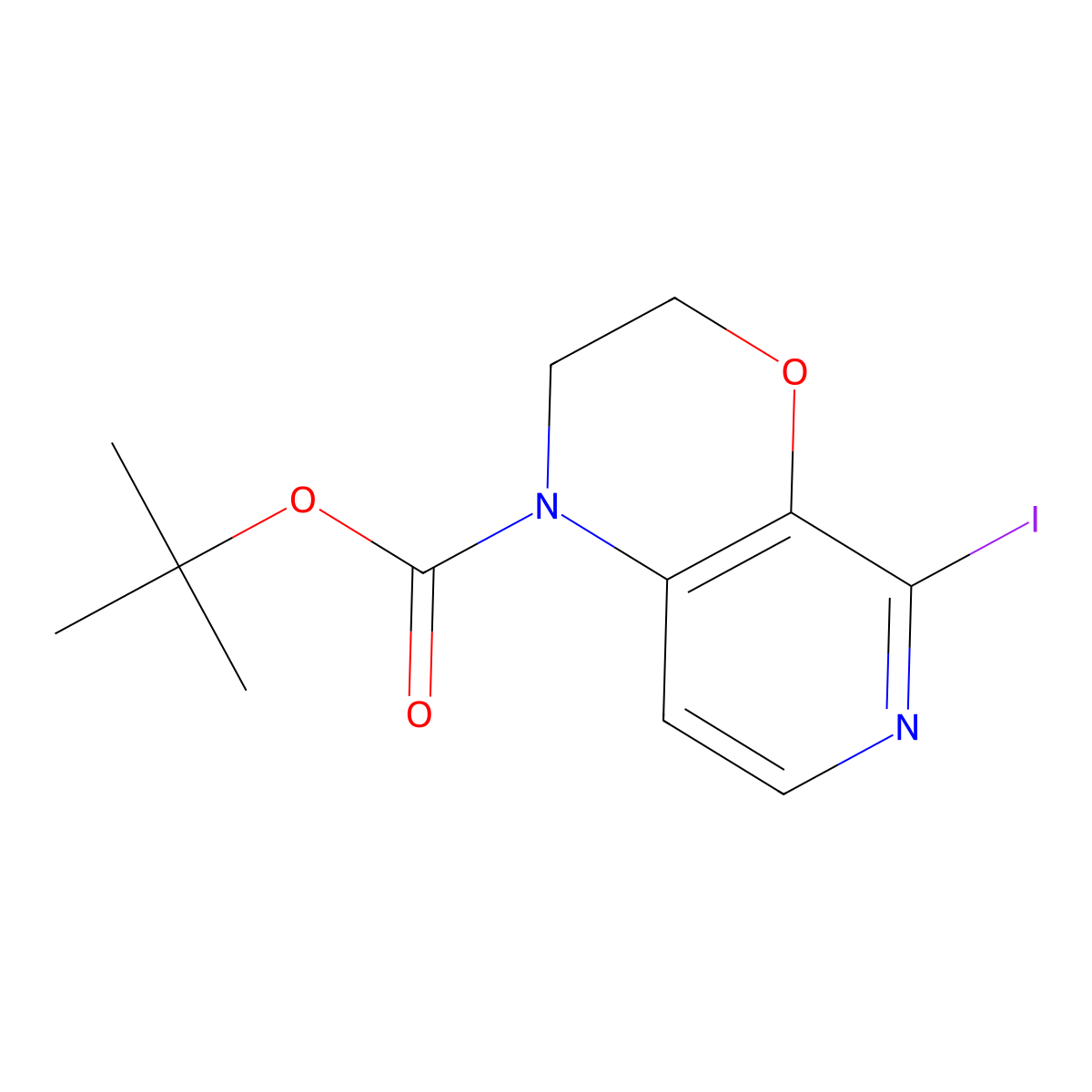 tert-Butyl 5-iodo-2,3-dihydro-1H-pyrido[3,4-b][1,4]oxazine-1-carboxylate molecular structure, CAS 1198426-57-1