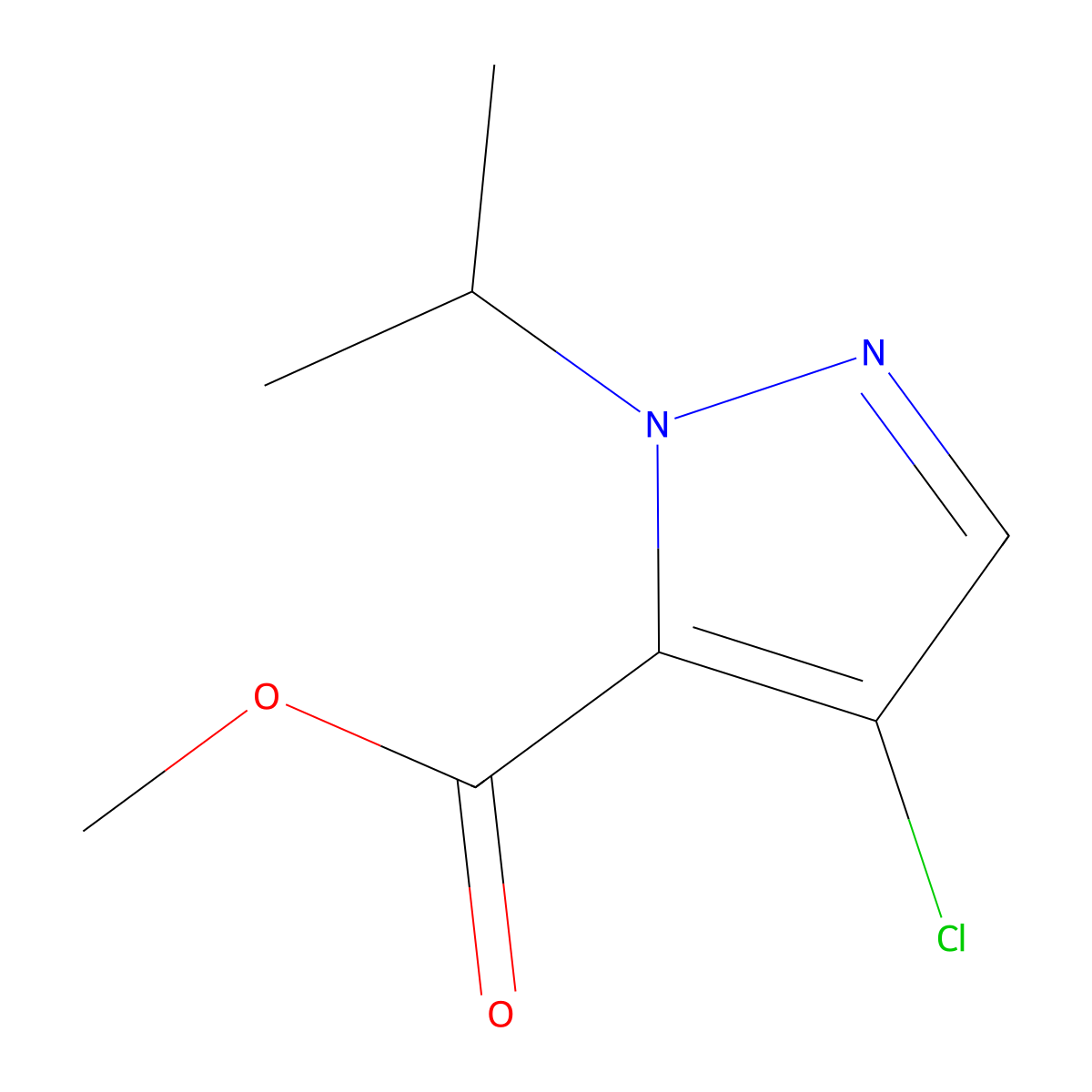 Methyl 4-chloro-1-(1-methylethyl)-1H-pyrazole-5-carboxylate molecular structure, CAS 1198436-60-0