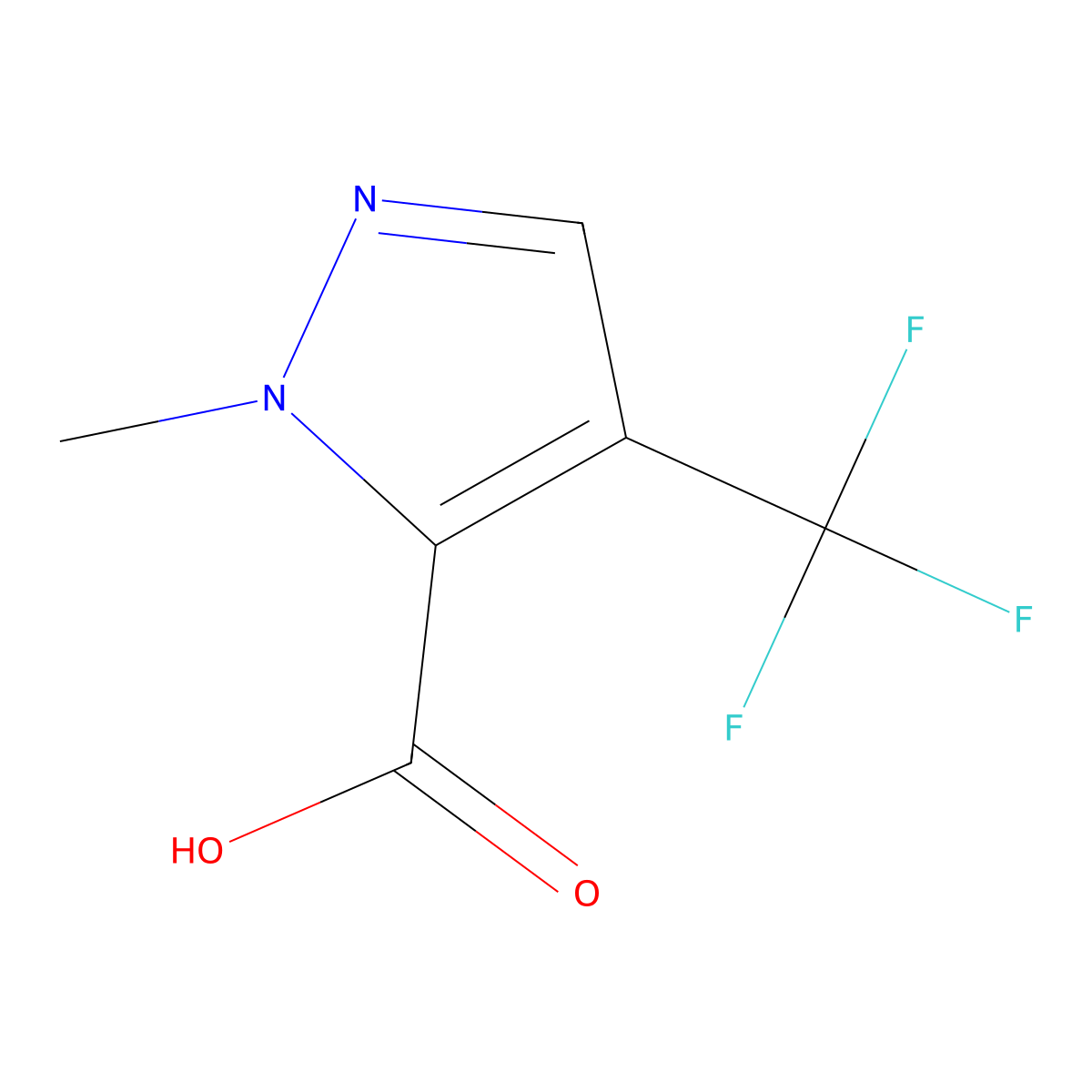 1-methyl-4-(trifluoromethyl)-1H-pyrazole-5-carboxylic acid molecular structure, CAS 1198436-63-3