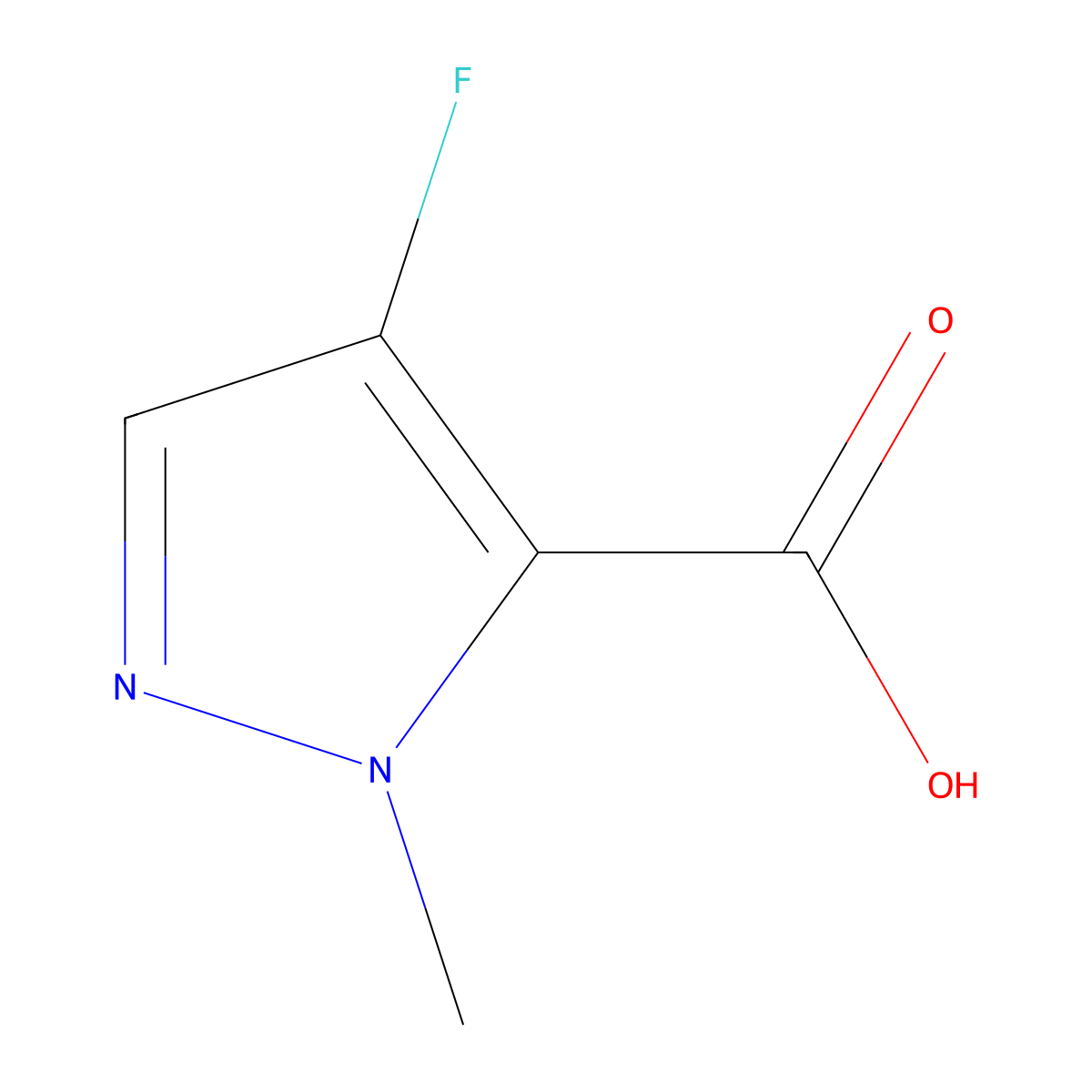 4-fluoro-1-methyl-1H-pyrazole-5-carboxylic acid molecular structure, CAS 1198437-10-3
