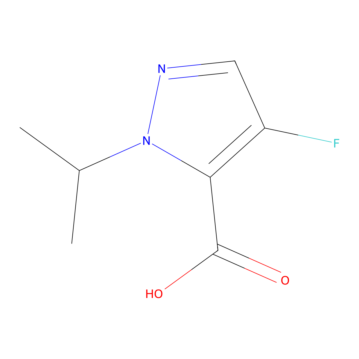 4-fluoro-1-(propan-2-yl)-1H-pyrazole-5-carboxylic acid molecular structure, CAS 1198437-24-9