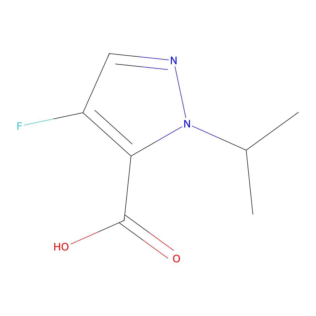4-fluoro-1-(propan-2-yl)-1H-pyrazole-5-carboxylic acid molecular structure, CAS 1198437-24-9