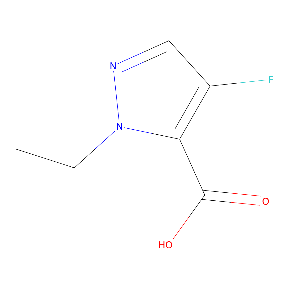 1-ethyl-4-fluoro-1H-pyrazole-5-carboxylic acid molecular structure, CAS 1198437-30-7