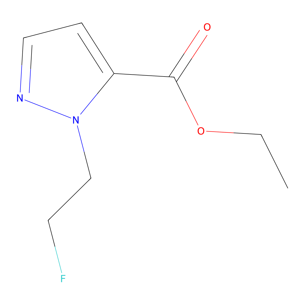 Ethyl 1-(2-fluoroethyl)-1H-pyrazole-5-carboxylate molecular structure, CAS 1198437-41-0