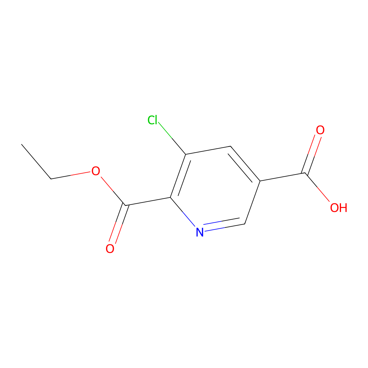 5-Chloro-6-(ethoxycarbonyl)nicotinic acid molecular structure, CAS 1198475-22-7