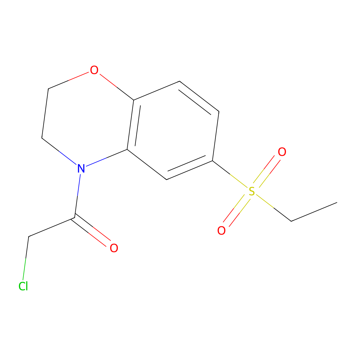 2-chloro-1-[6-(ethylsulfonyl)-2,3-dihydro-4H-1,4-benzoxazin-4-yl]-1-ethanone molecular structure, CAS 1198475-23-8