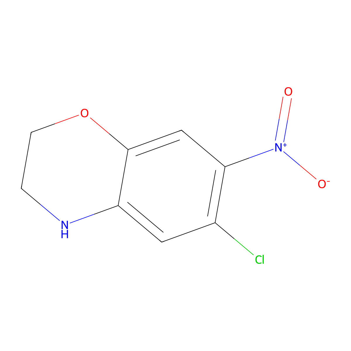 6-chloro-7-nitro-3,4-dihydro-2H-1,4-benzoxazine molecular structure, CAS 1198475-26-1