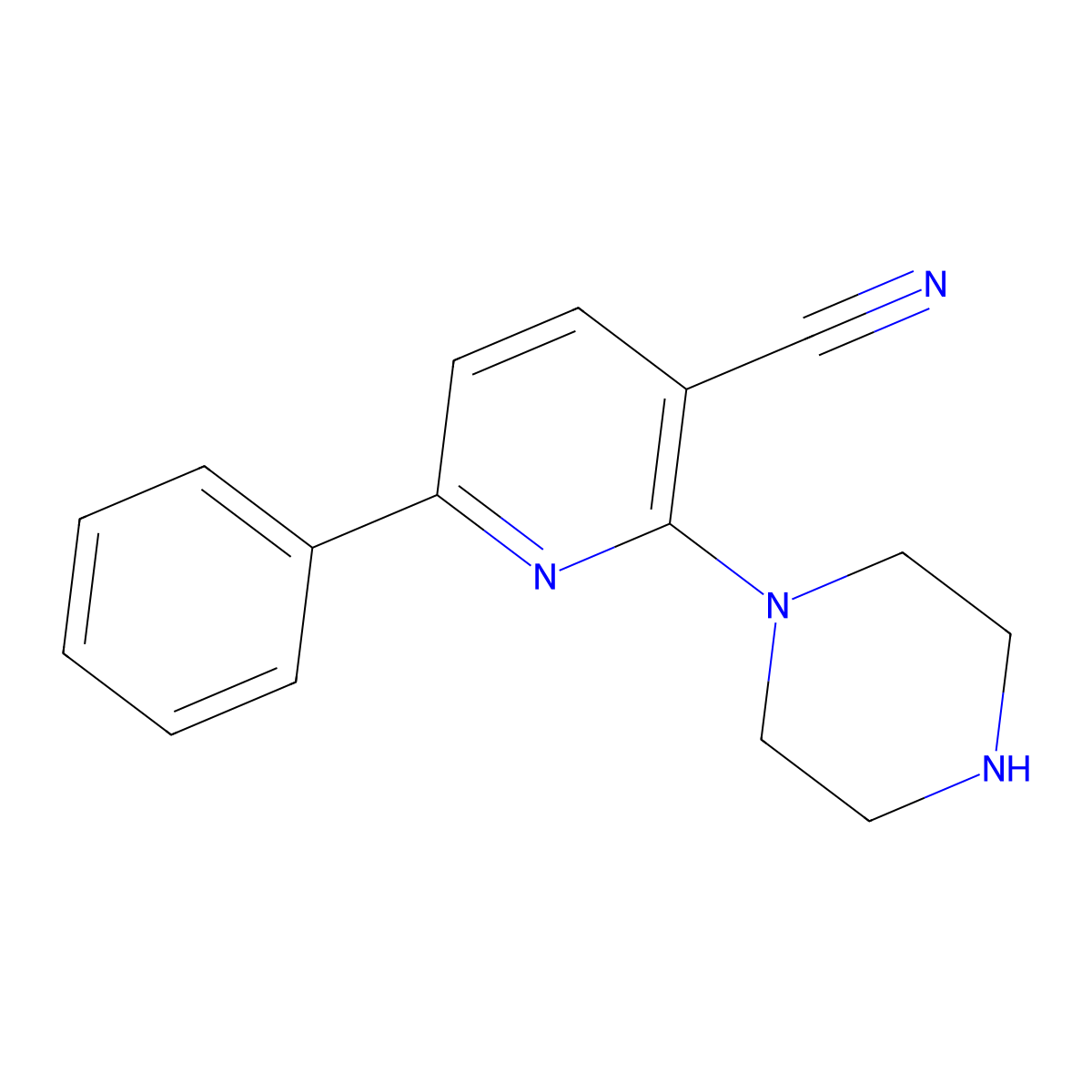 6-Phenyl-2-piperazinonicotinonitrile molecular structure, CAS 1198475-33-0