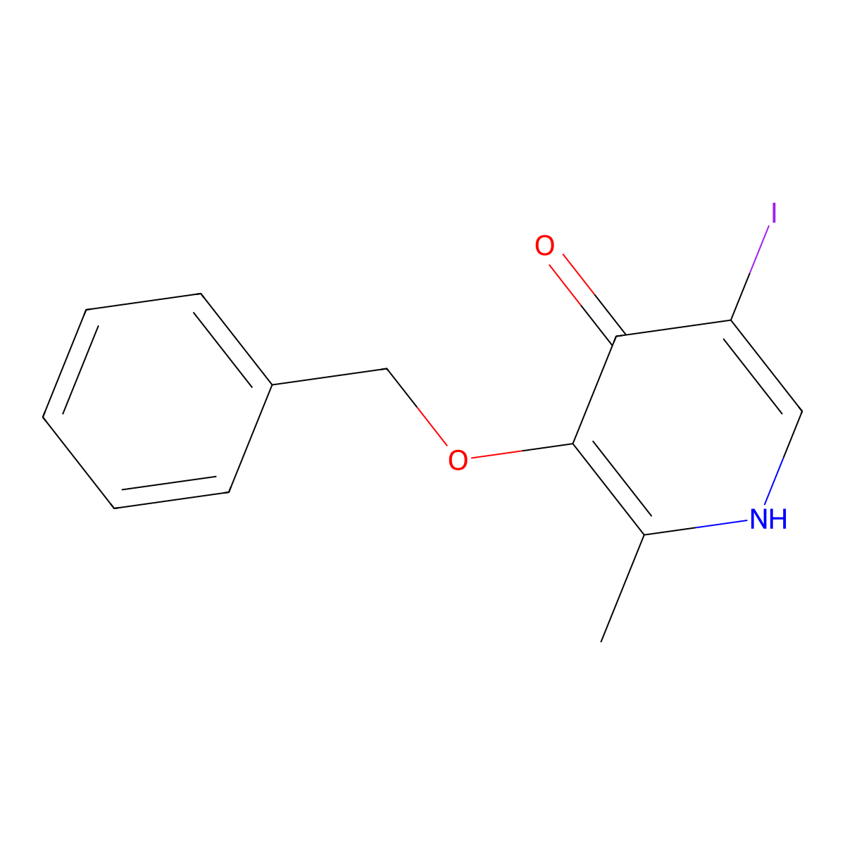 3-(Benzyloxy)-5-iodo-2-methylpyridin-4(1H)-one molecular structure, CAS 1198475-36-3