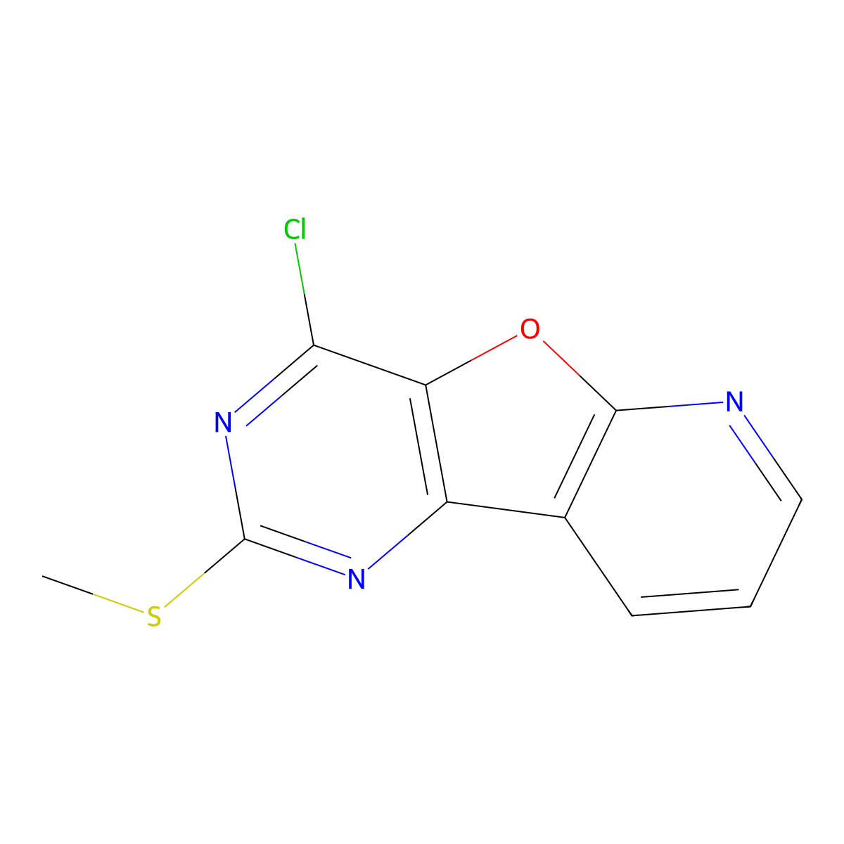 4-Chloro-2-(methylsulfanyl)pyrido[3',2':4,5]furo[3,2-d]pyrimidine molecular structure, CAS 1198475-41-0
