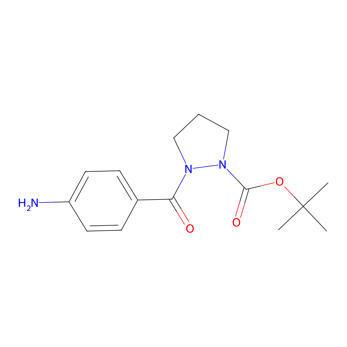 Tert-butyl 2-(4-aminobenzoyl)pyrazolidine-1-carboxylate molecular structure, CAS 1198475-42-1
