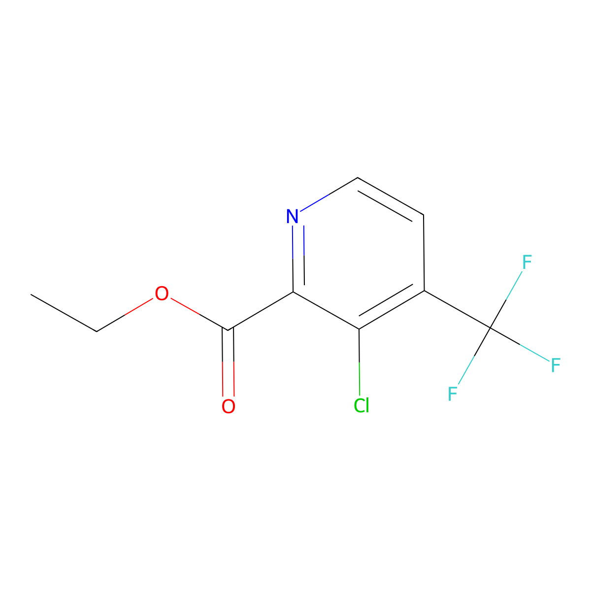Ethyl 3-chloro-4-(trifluoromethyl)pyridine-2-carboxylate molecular structure, CAS 1198475-44-3