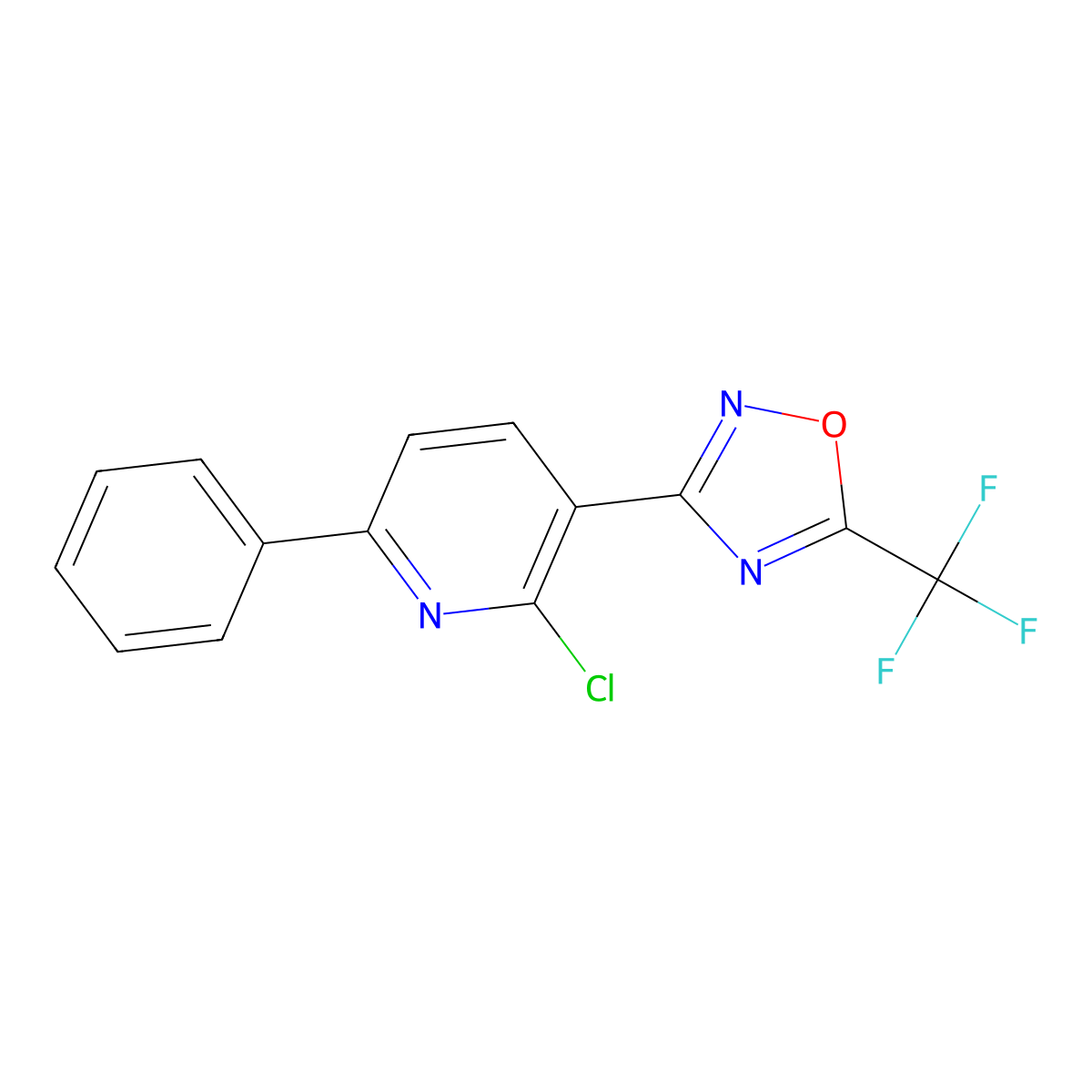 2-Chloro-6-phenyl-3-[5-(trifluoromethyl)-1,2,4-oxadiazol-3-yl]pyridine molecular structure, CAS 1198475-48-7
