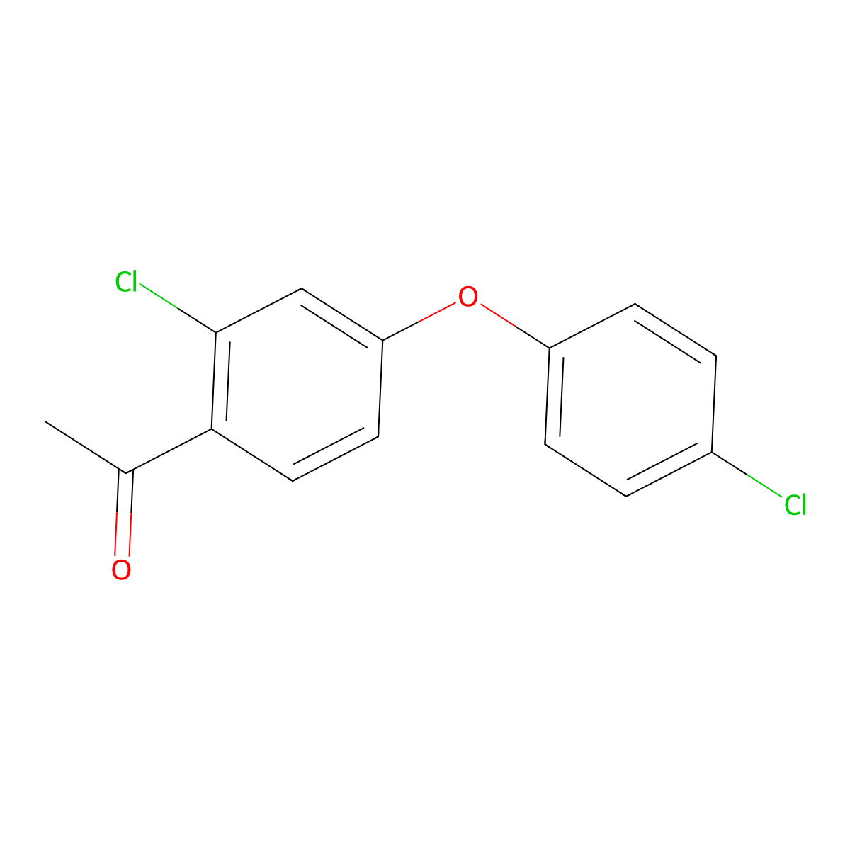 1-[2-Chloro-4-(4-chlorophenoxy)phenyl]ethanone molecular structure, CAS 119851-28-4