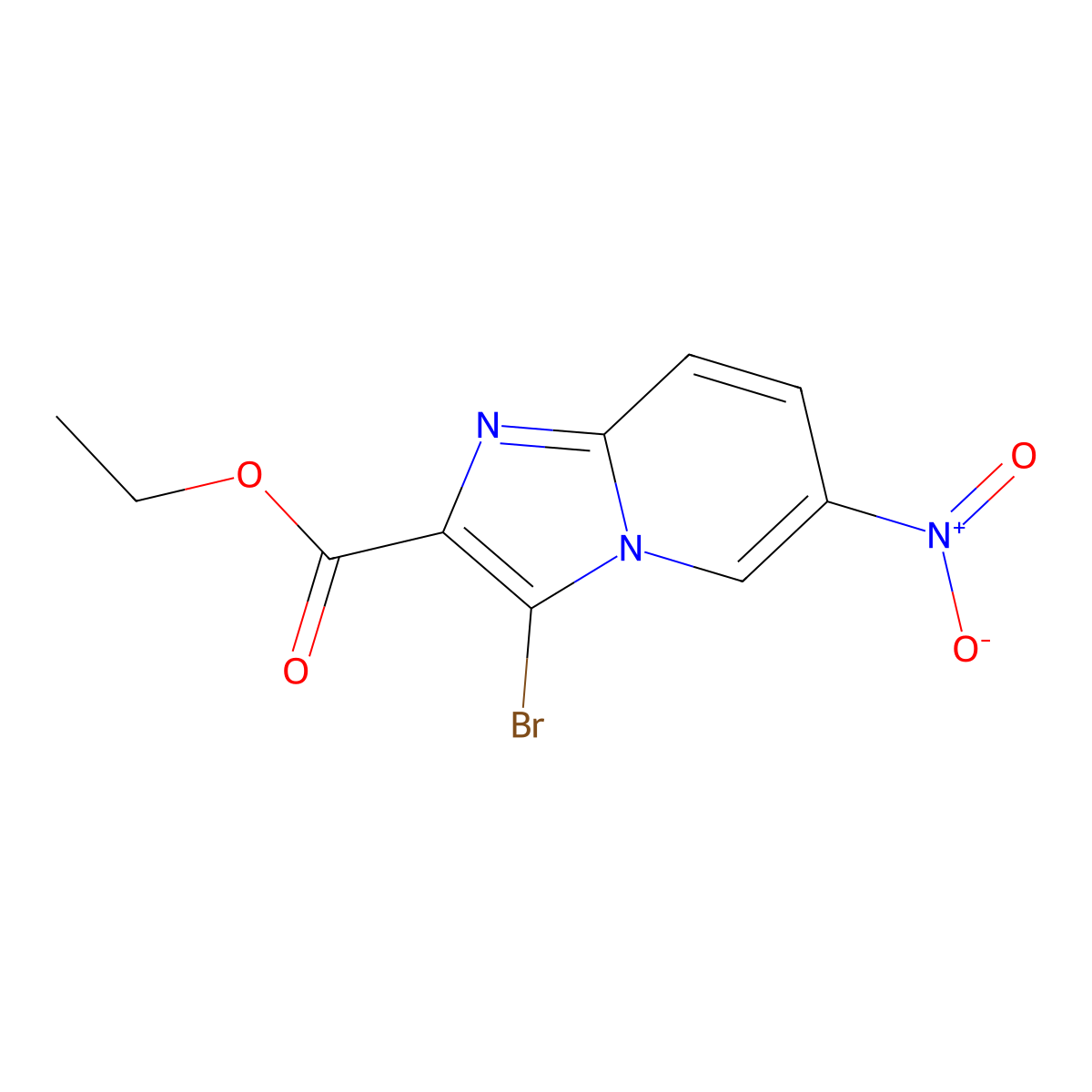 Ethyl 3-bromo-6-nitroimidazo[1,2-a]pyridine-2-carboxylate molecular structure, CAS 1198569-36-6