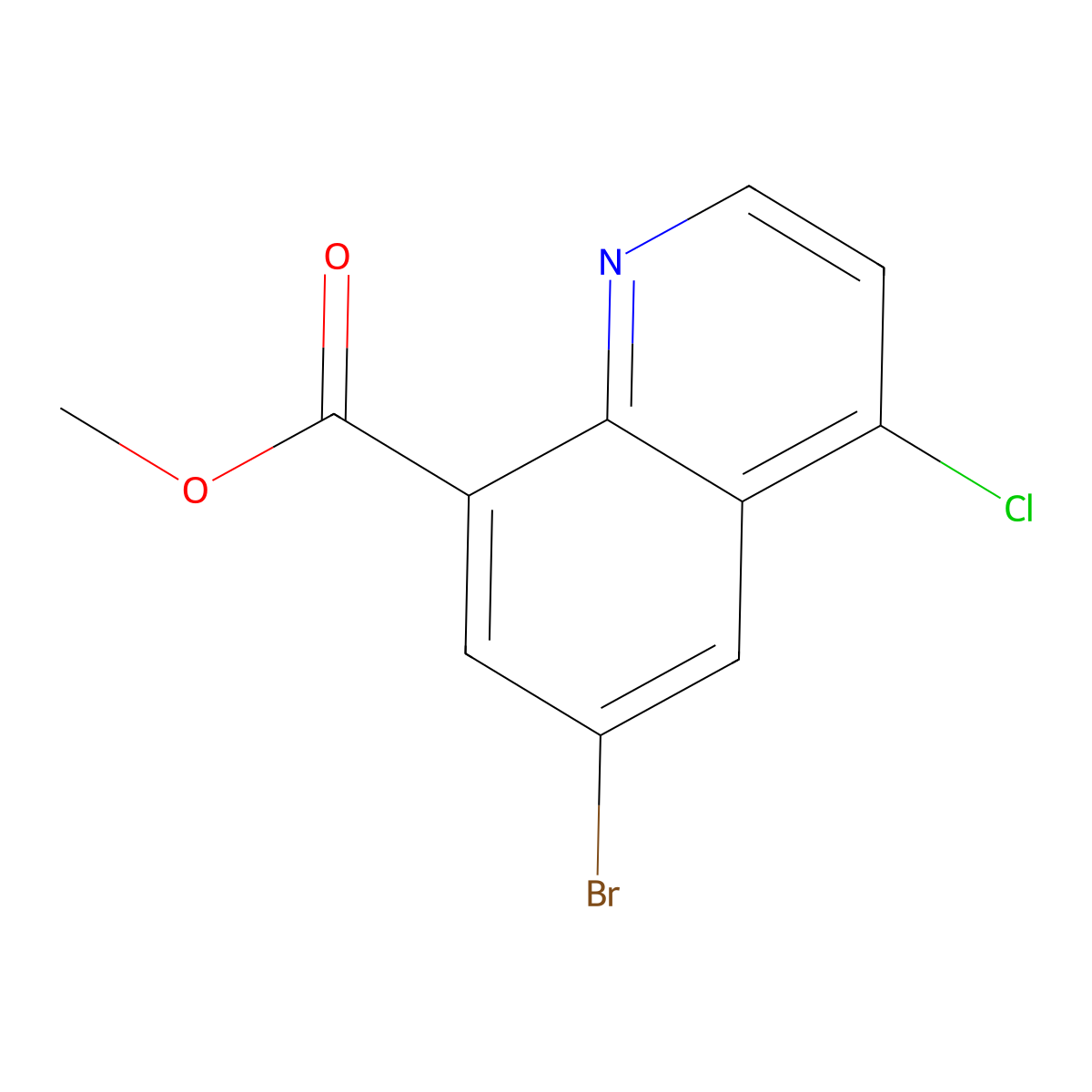 Methyl 6-bromo-4-chloroquinoline-8-carboxylate molecular structure, CAS 1198569-38-8