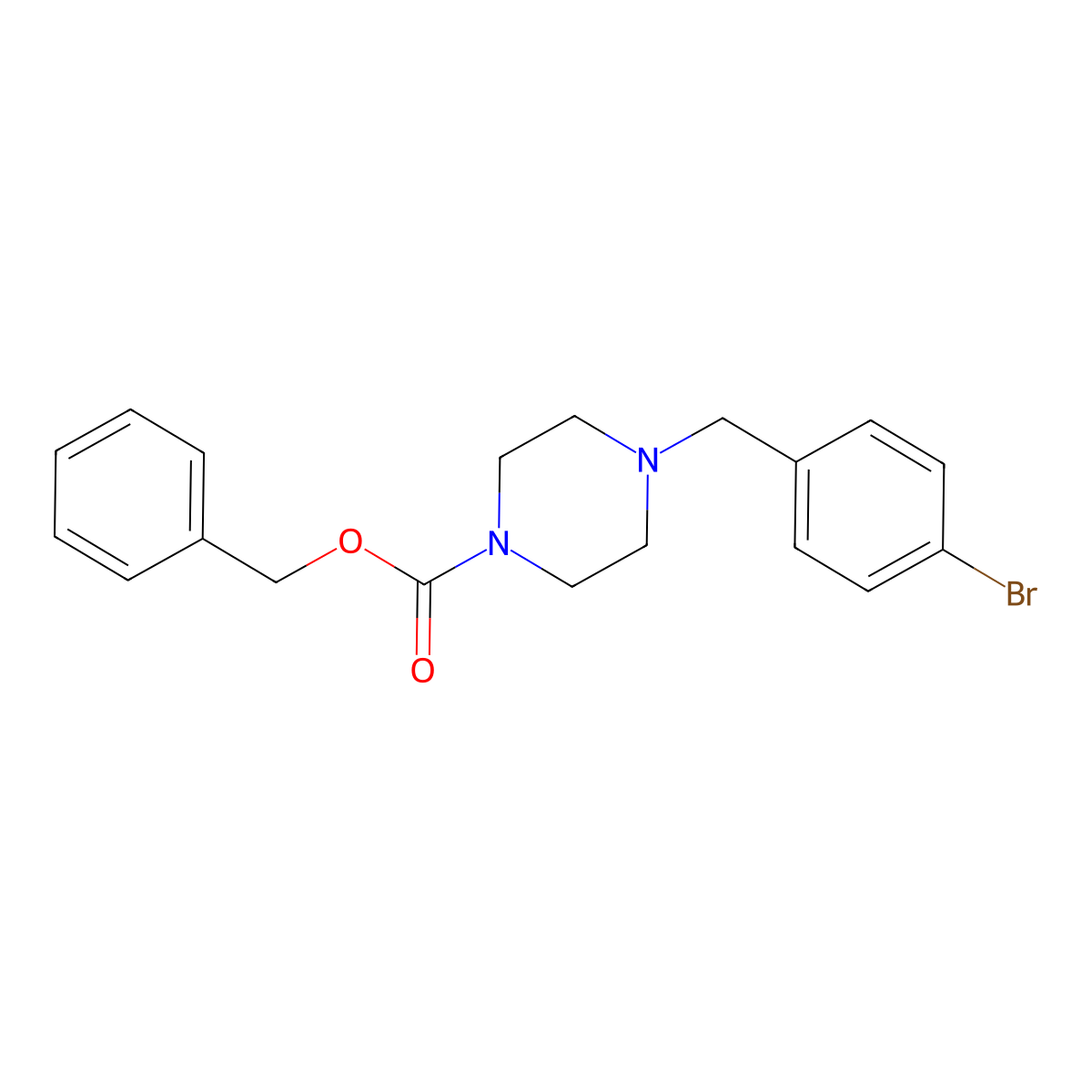 Benzyl 4-[(4-bromophenyl)methyl]piperazine-1-carboxylate molecular structure, CAS 1198580-03-8