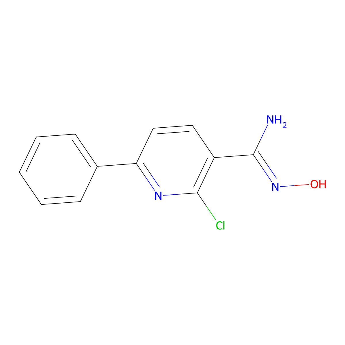 2-chloro-N'-hydroxy-6-phenyl-3-pyridinecarboximidamide molecular structure, CAS 1198595-64-0