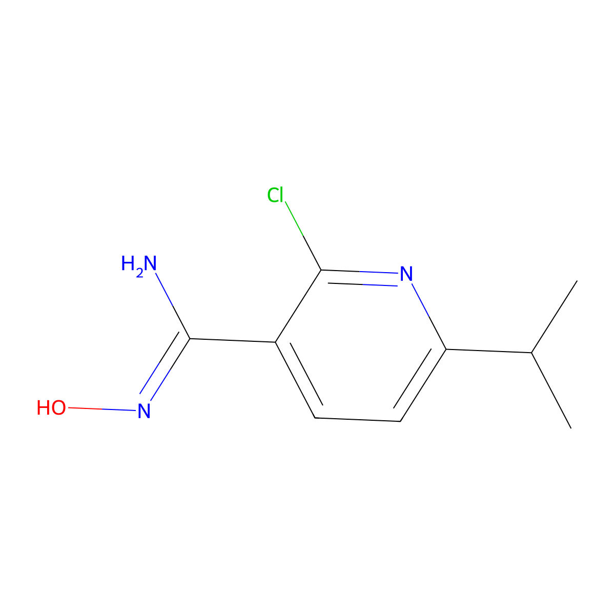2-chloro-N'-hydroxy-6-isopropyl-3-pyridinecarboximidamide molecular structure, CAS 1198595-67-3