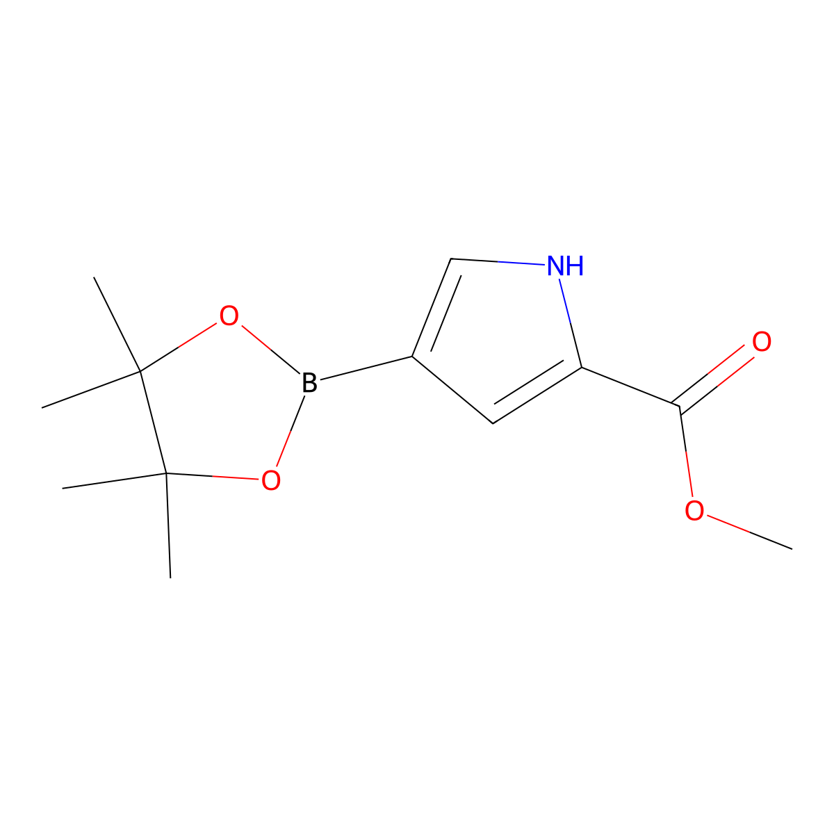 methyl 4-(4,4,5,5-tetramethyl-1,3,2-dioxaborolan-2-yl)-1H-pyrrole-2-carboxylate molecular structure, CAS 1198605-53-6