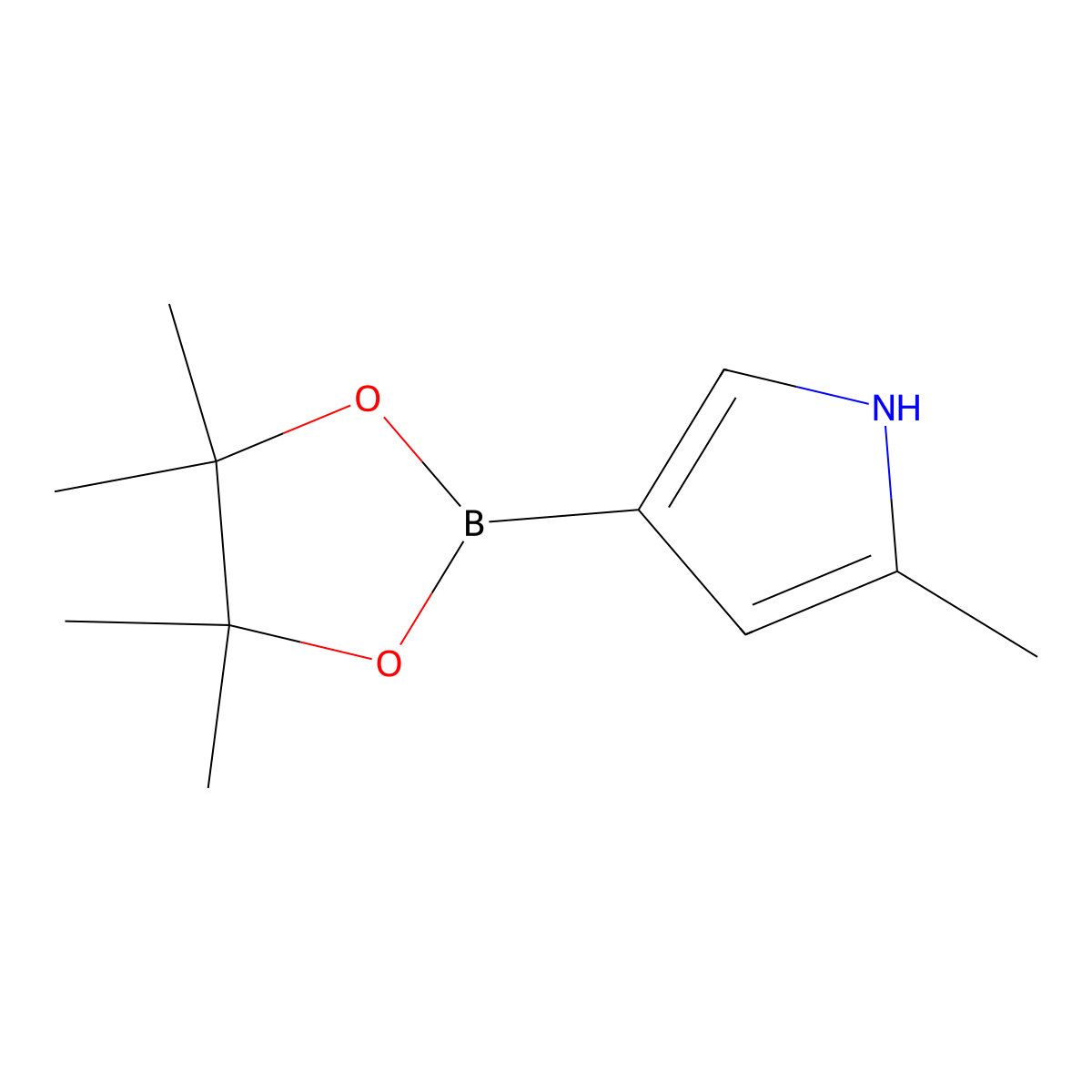 2-Methyl-4-(4,4,5,5-tetramethyl-1,3,2-dioxaborolan-2-yl)-1H-pyrrole molecular structure, CAS 1198605-54-7