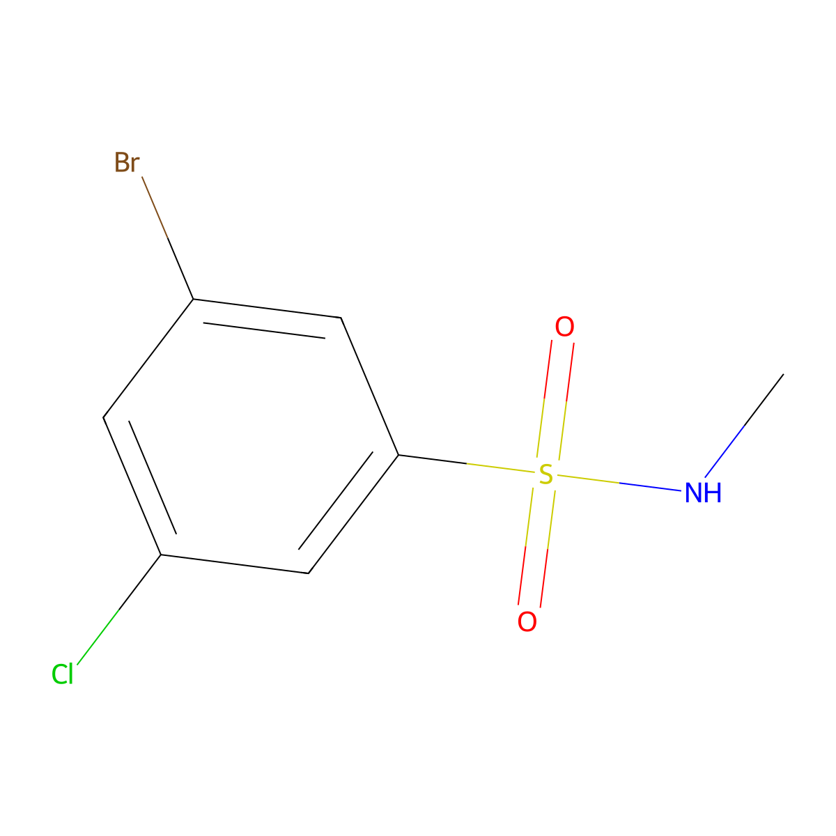 3-Bromo-5-chloro-N-methylbenzene-1-sulfonamide molecular structure, CAS 1198614-85-5