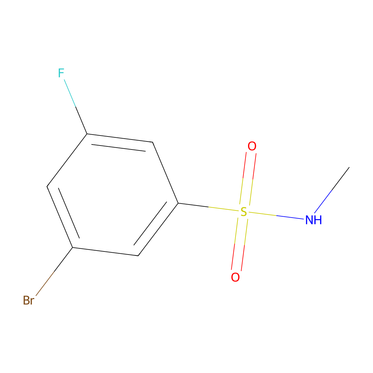 3-Bromo-5-fluoro-N-methylbenzene-1-sulfonamide molecular structure, CAS 1198614-92-4